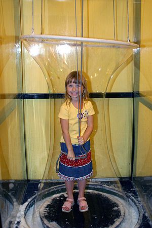 Kristen inside a huge bubble